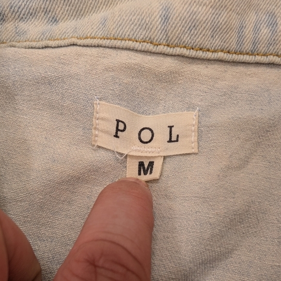 Pol Jacket Womens M Blue Light Wash Trucker Cotton Oversized Button Up  - Picture 4 of 8